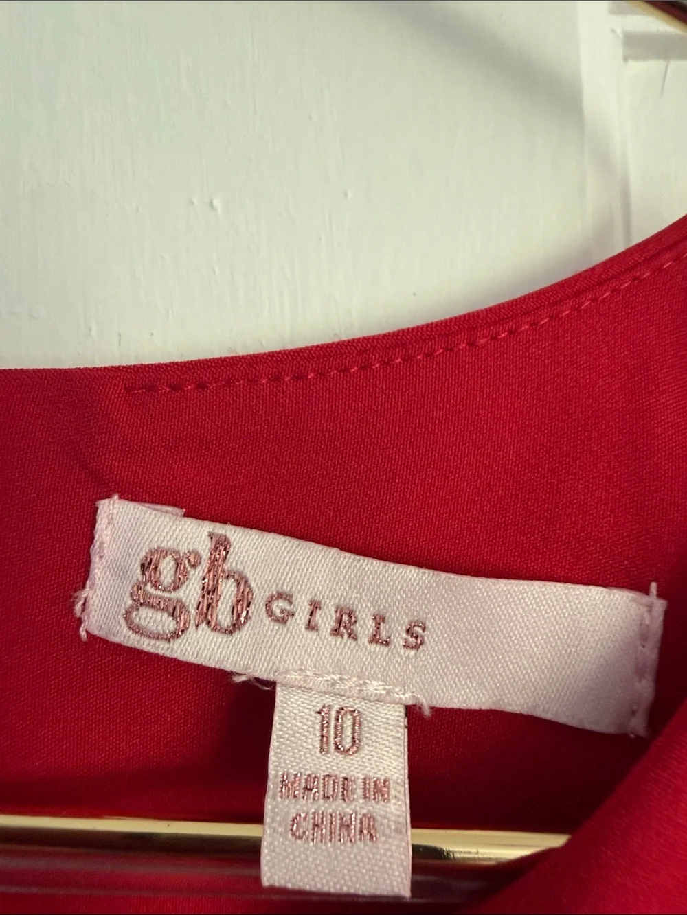 GB girls Bright Red Romper with Ruffle Sleeves